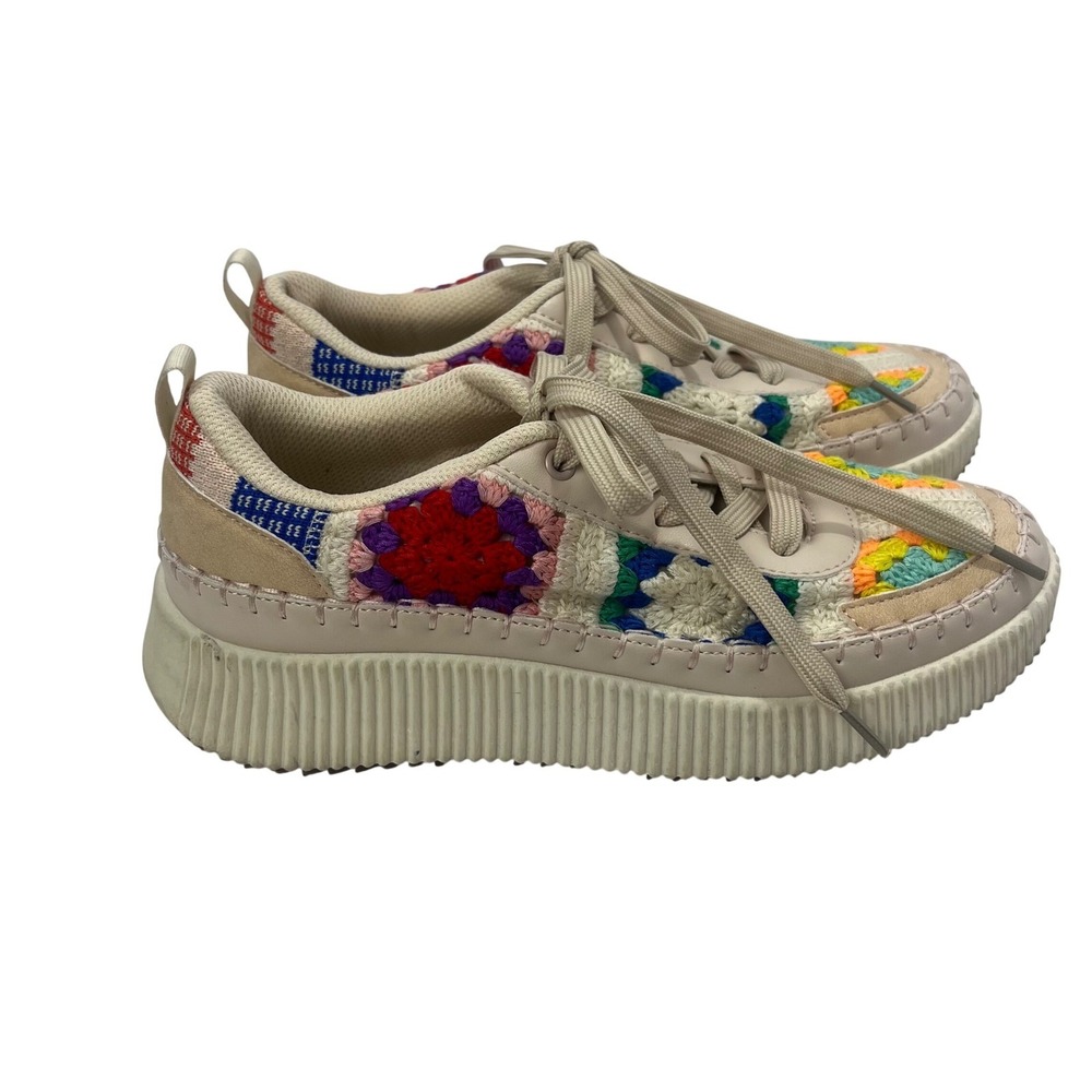 Lucky Step Air Cooled Crochet Granny Square Platform Sneakers Tennis Shoes 10